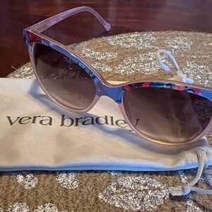 Vera Bradley Pink Floral Cat Eye Sunglasses with Brown Gradient Lenses